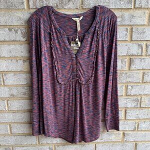 Matilda Jane Long Sleeve Ruffle V-Neck Pullover T-Shirt Women's Size S.